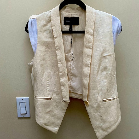 New BCBG chic cream cap sleeve jacket vest - Picture 1 of 12